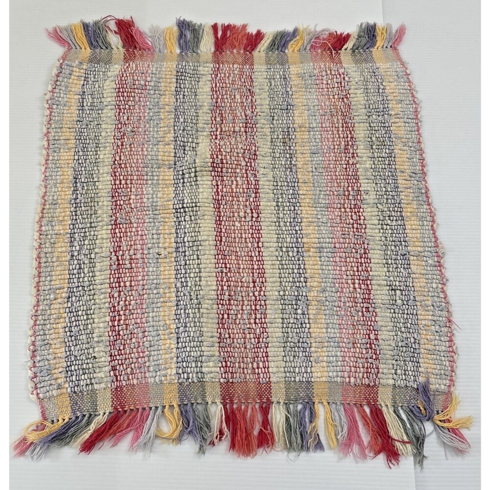 Multicolor Striped Woven Rag Rug Fringe Farmhouse Kitchen Entryway Mat